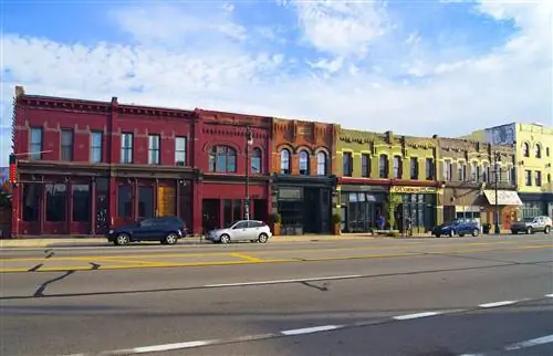 Историческая терраса в районе Корктаун в Детройте