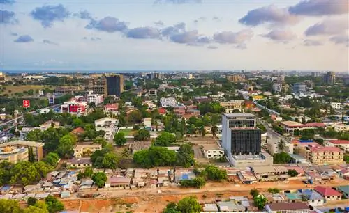 Горизонт Аккры, Гана в течение дня.