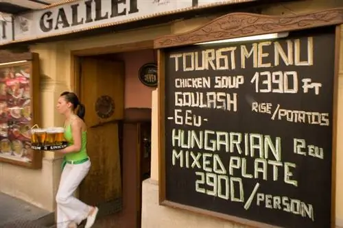 Ресторан под открытым небом на улице Ваци в Будапеште.