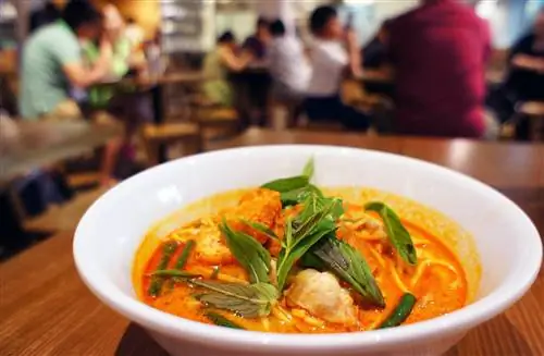 Воспламеняющий вкус суп лакса в ресторане Hawker, одном из множества отличных азиатских закусочных Сиднея.