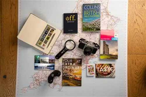 Карта острова Мэн, фотоаппарат и книги Карта острова Мэн, фотоаппарат и книги