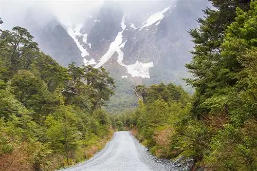 Туманные горы возвышаются над Carretera Austral.