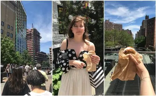 LR: High Line в солнечный день; наслаждаясь бутербродом с мороженым Melt Bakery.
