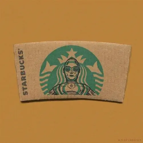 Художественный картон - кофеман перекрашивает эмблему Starbucks