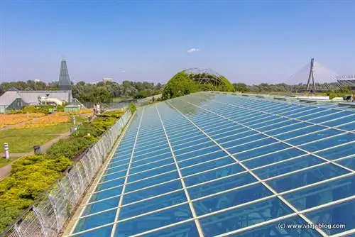 Витраж в саду на крыше библиотеки Варшавского университета.