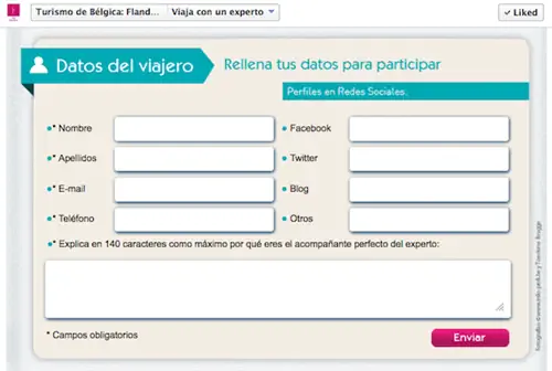Форма конкурса «Открой для себя Фландрию»