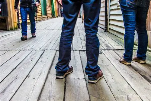 Деревянный пол в Брюггене, Берген, Норвегия.