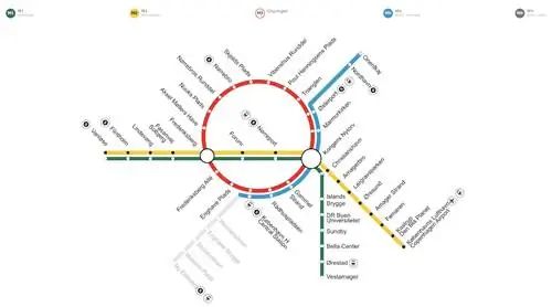 Карта линий метро Копенгагена