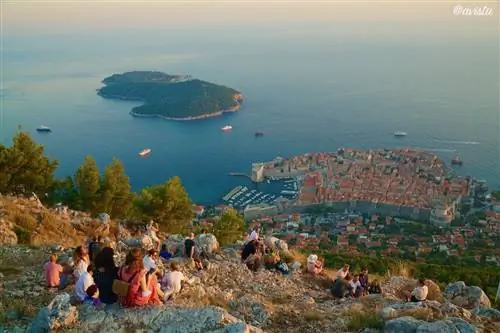 Дубровник сверху, закат на горе Срдж