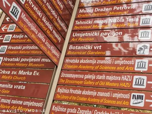 Знаки с указанием мест, которые стоит посмотреть в Загребе
