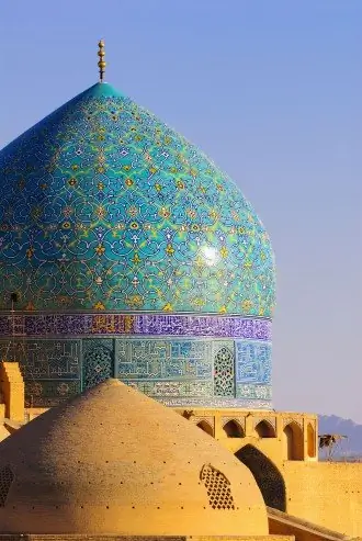 Tiled dome of the Imam or Shah Mosque, Imam Square, Esfahan, Esfahan Province, Iran