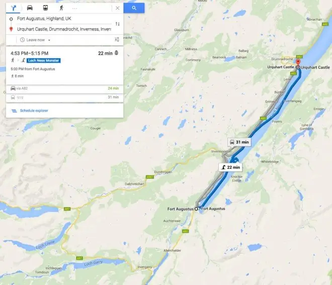 Лох-Несское чудовище Copyright Google Maps 2015