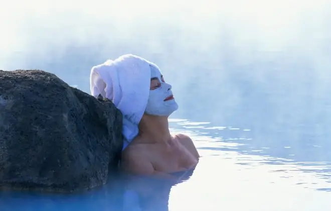 Выдержка в горячих источниках озера Миватн, Исландия