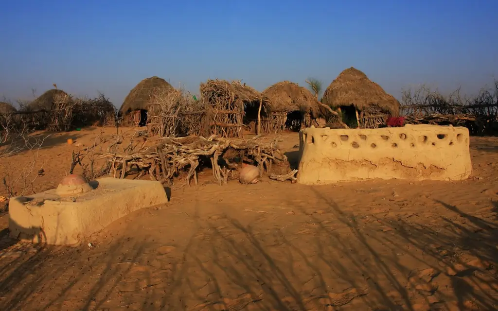 Самые зрелищные пустыни мира: деревенская хижина в пустыне Великий Тар, Пакистан