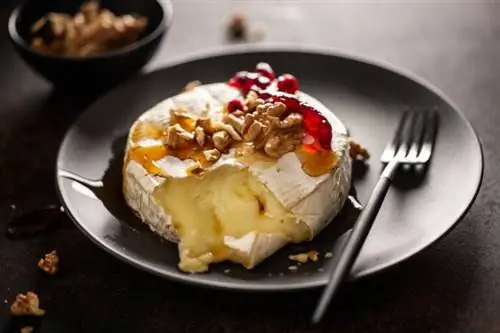 Запеченный сыр Камамбер с грецкими орехами и клюквой