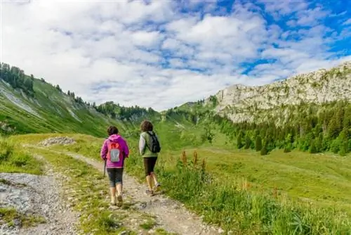 Люди, путешествующие пешком по французским Альпам