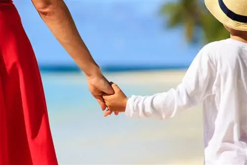 Мать и сын на пляже