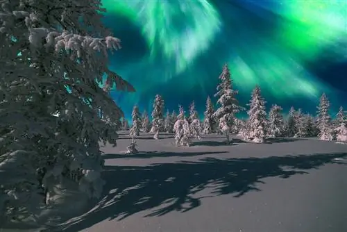 Северное сияние в Финляндии.