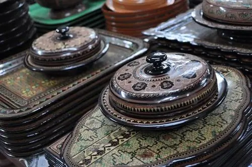 Бирманский дизайн лаковых изделий