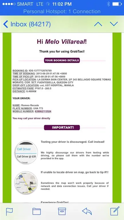 Детали заказа такси