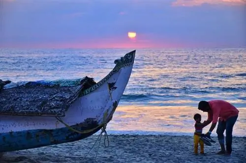 Закат на пляже Ковалам