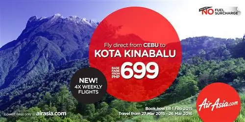 AirAsia возобновляет сообщение Себу-Кота-Кинабалу четырьмя рейсами в неделю