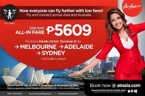 AirAsia Zest объявляет об открытии услуги «Fly-Thru» в Австралию из терминала 4 NAIA в Маниле