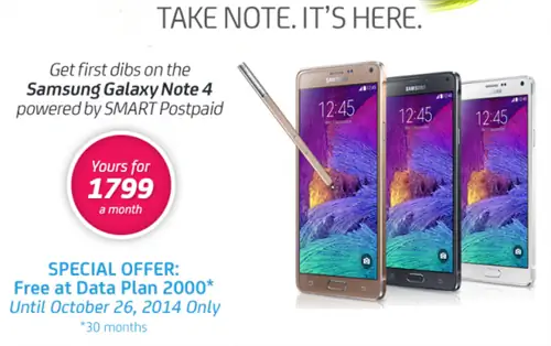 Samsung Galaxy Note 4 теперь доступен с функцией Smart Postpaid