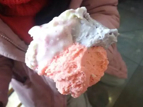 Три вкуса мороженого в чашке