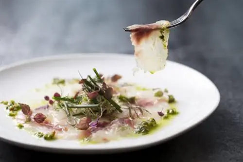 Карпаччо из морского леща по-южнофранцузски с соусом равиготе