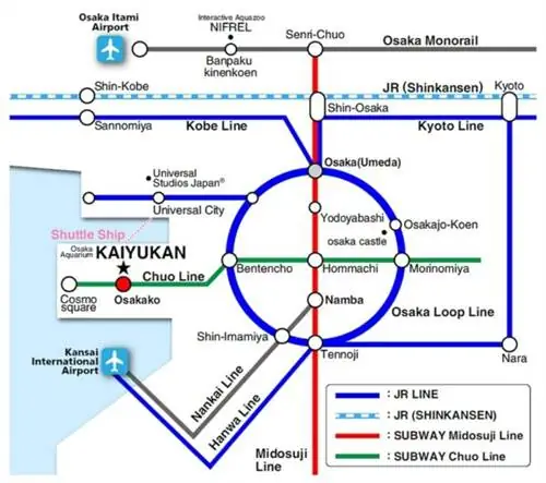 Карта доступа к аквариуму Осаки Кайюкан