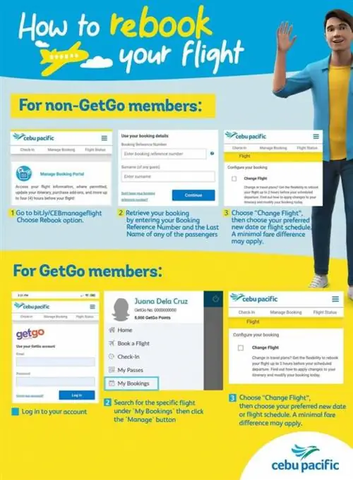 Как перебронировать рейс Cebu Pacific