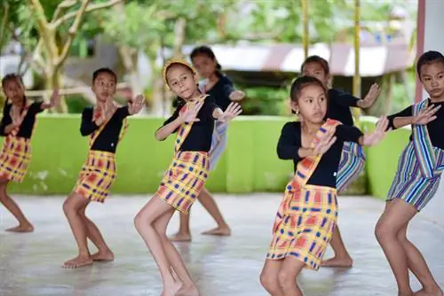 Приветственный танец от начальной школы Саванг в Ромблоне.