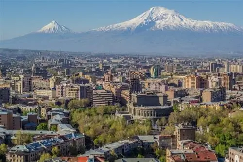 Гора Арарат и панорама Еревана