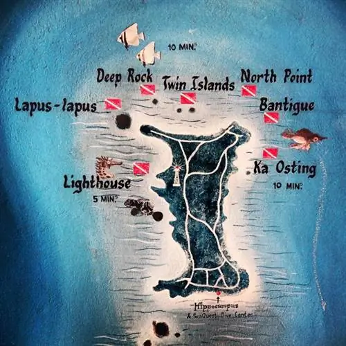 Карта курорта Hippocampus Beach и мест для дайвинга на острове Малапаскуа