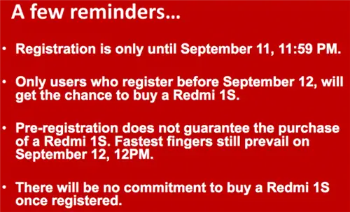 Напоминания о флэш-продаже RedMi 1s Lazada