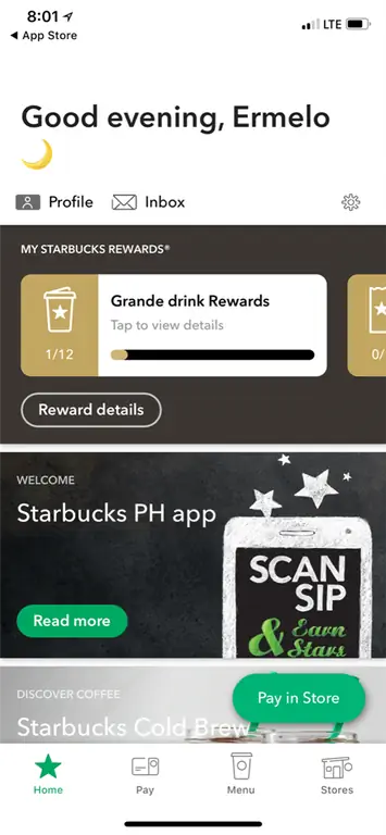 Новое мобильное приложение Starbucks Ph.