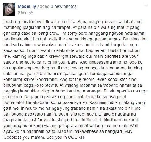 Заявление Мэдел Тай опубликовано в ее аккаунте в Facebook