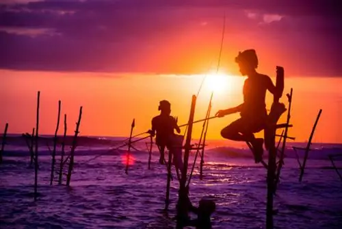 Шри-ланкийский рыбак на традиционных ходулях через Depositphotos