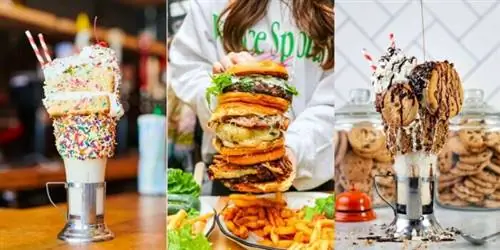 Cake Shake, The Champs Burger и Cookie Shake (слева направо). Изображения предоставлены Black Tap.