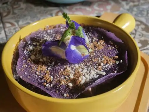 Бисквит Убе с сыром Манчего