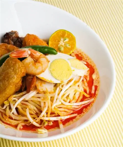 Карри Лакса - популярный традиционный острый суп с лапшой. Фотография взята с сайта Depositphotos.