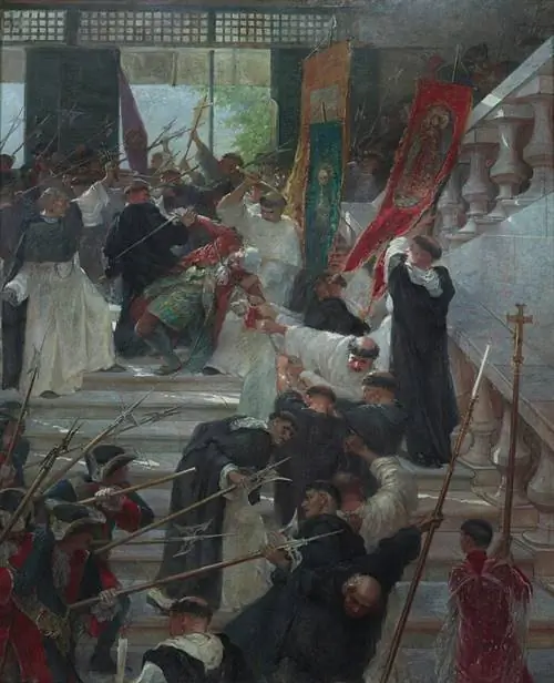 Эль Асесинато дель Гобернадор Бустаманте (1904 г.), изображающий убийство генерал-губернатора в 1719 году. Сейчас он хранится в Национальном музее изящных искусств в Маниле. Фото через Wikimedia cc.