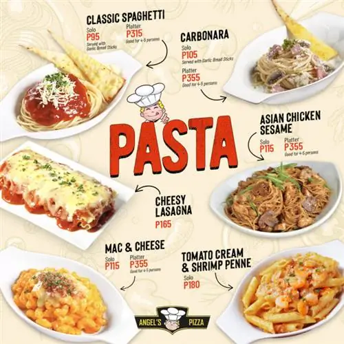 Меню пасты от Angel's Pizza