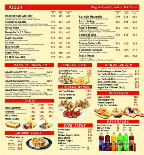 Карточка-меню Angel's Pizza