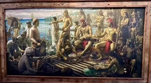 Картина Шервина Тьютора с изображением двух королей павшего королевства Дапитан, расположенная в проливе Тагбиларан.