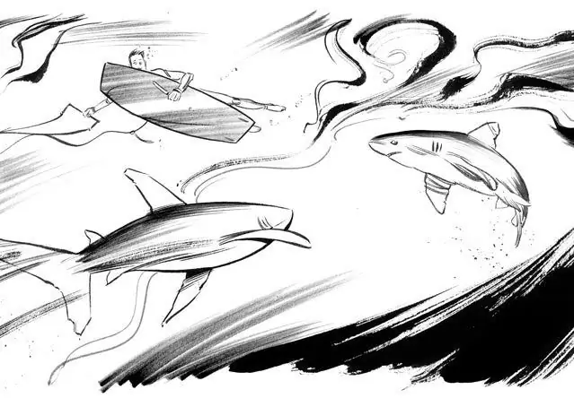 один на воде акулы