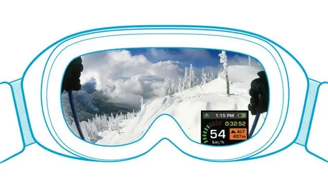 Будущее приключенческого спорта с очками с дисплеем на лобовом стекле