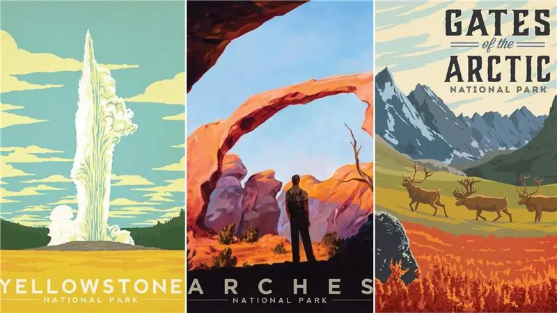 Ностальгические художники создали туристические плакаты для каждого национального парка