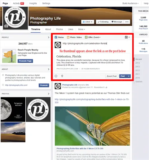 Facebook Нет миниатюры